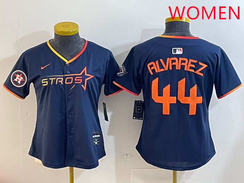 Women Houston Astros #44 Alvarez Drak Blue Three generations Joint Name 2025 Nike MLB Jersey style 41010
